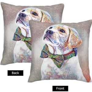 1Pc Colorful Abstract Art Portrait of‎ Cute Labrador Linen Throw Pillow Cover